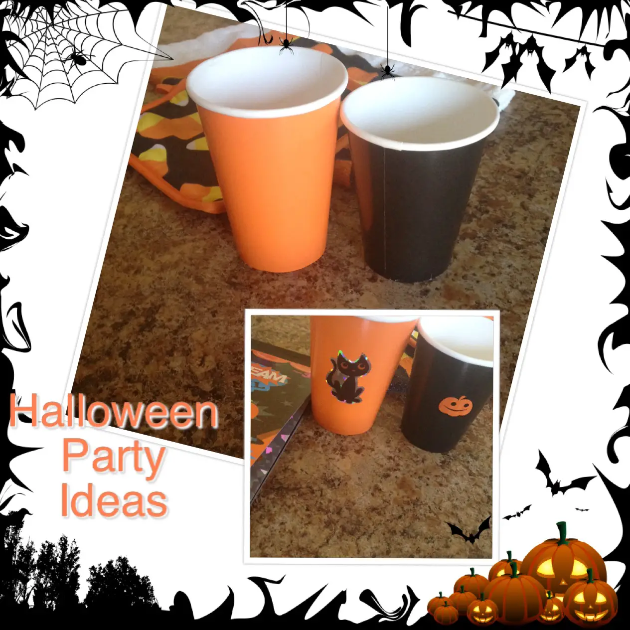 These simple and cute DIY Halloween cups will make the party just wonderful! Fill them with candies or sip on a good Halloween drink from a spooky cup!